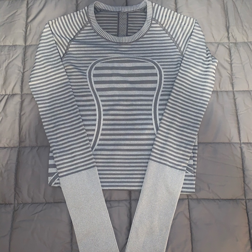 lululemon athletica Gray Striped Top